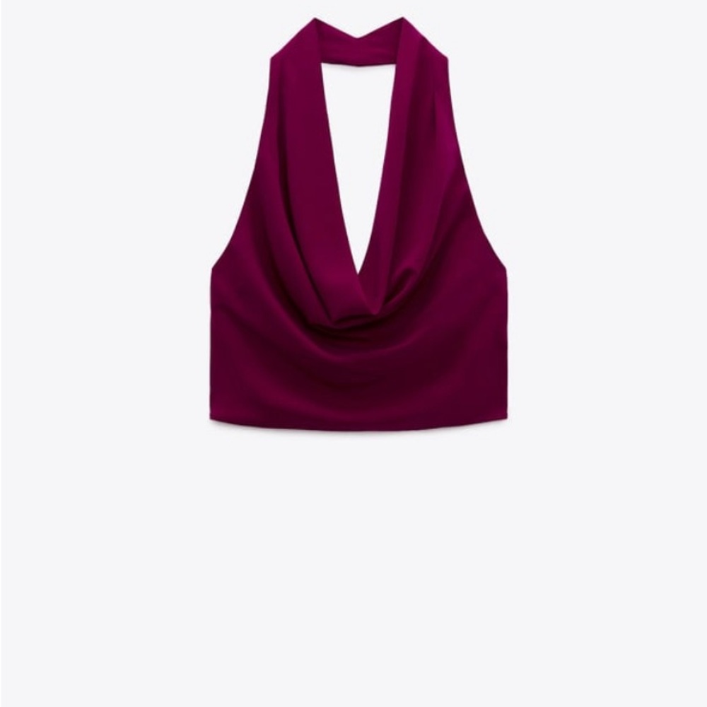 Purple neckline halter top